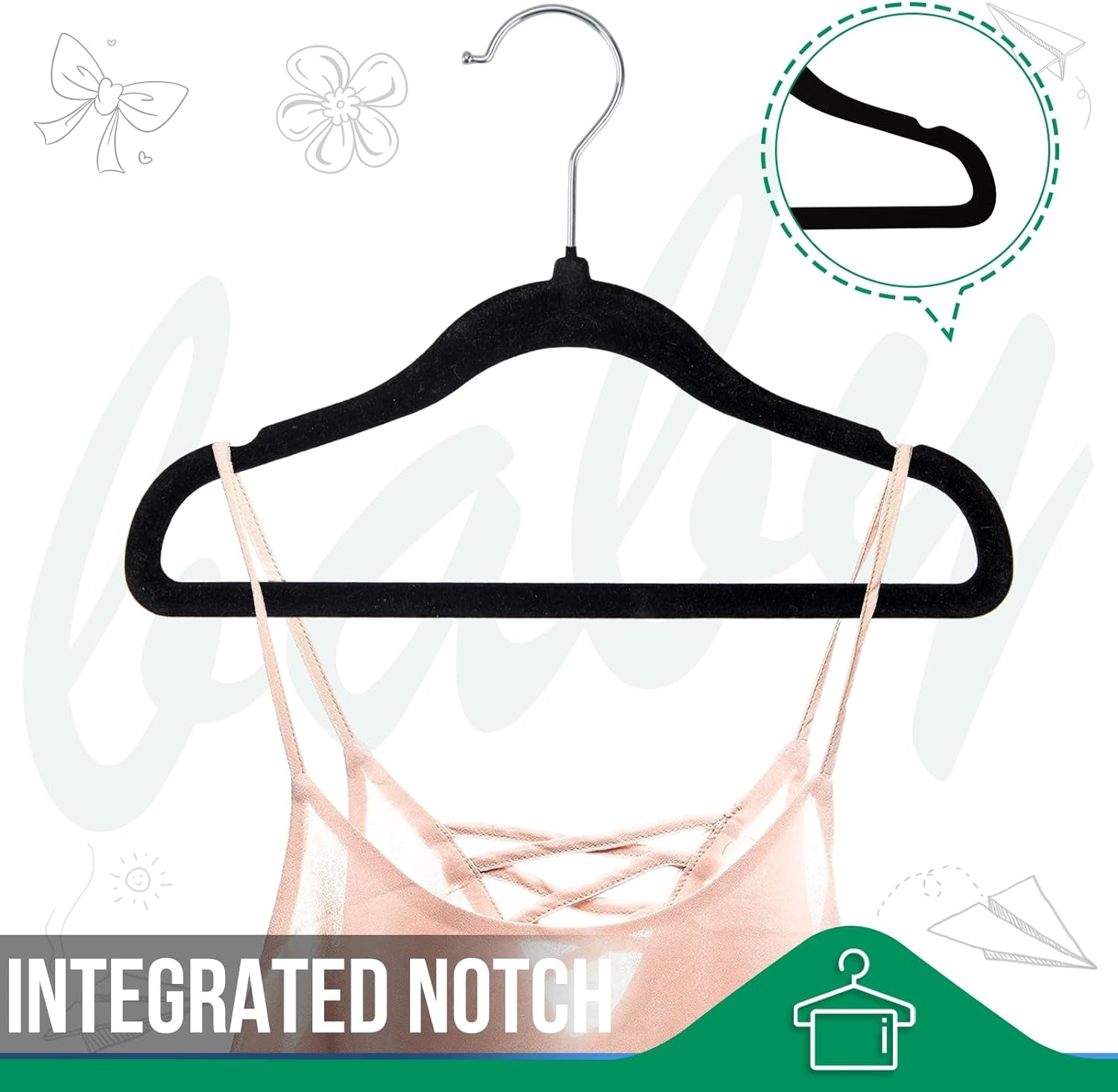 Baby Clothes Hanger, 11.6 Inch Kids Black Velvet Hanger, Non Slip Children Felt Hanger, Toddler Hanger for Infant Closet Space Saving (Black, 60Pack)