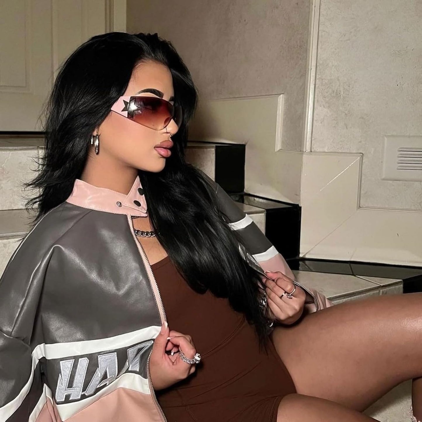 Rimless Y2K Sunglasses for Women Men,Trendy Shield Wrap around Sunglasses Oversized Fashion Frameless Sun Glasses