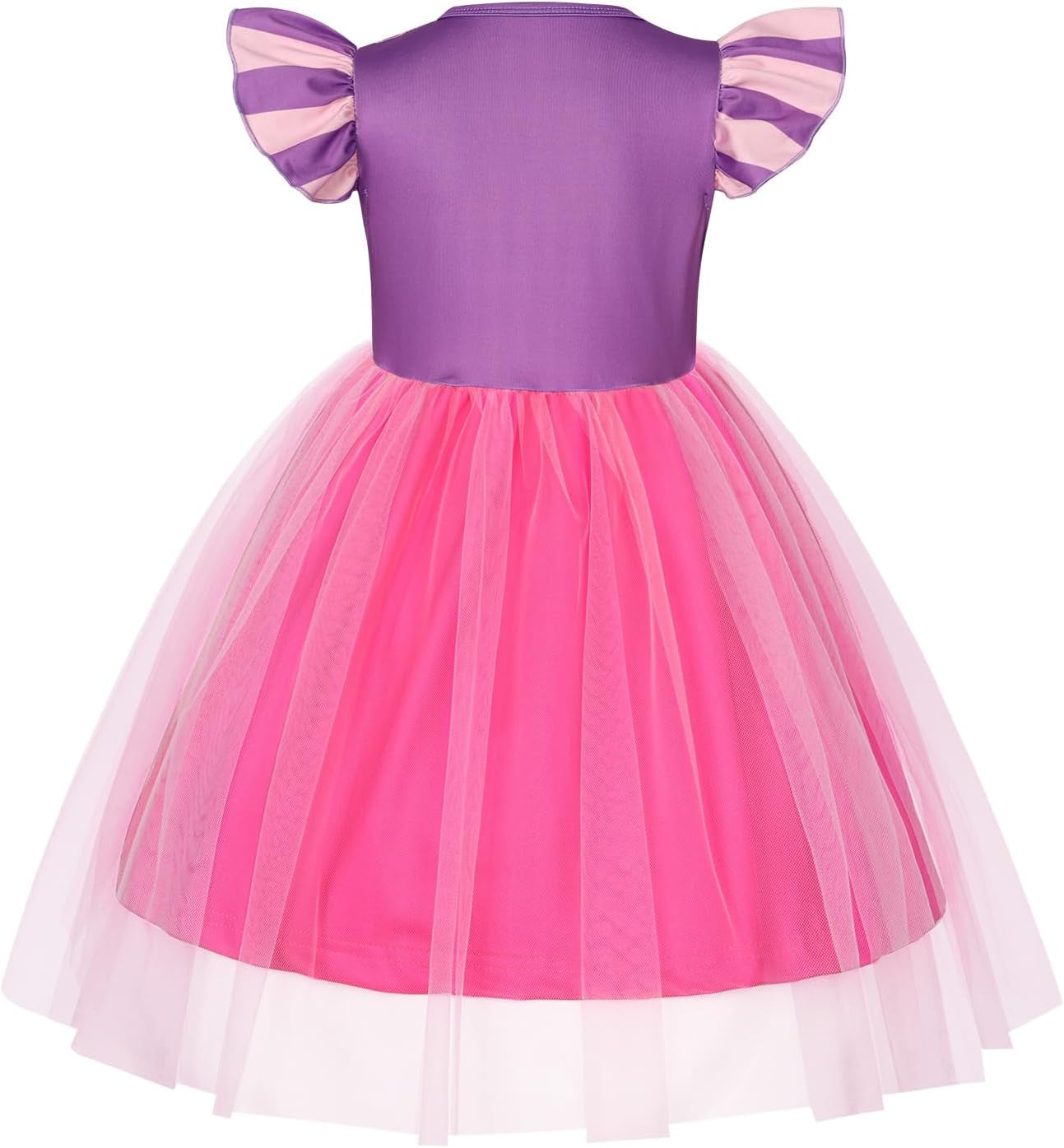 Girls Princess Costume Dress Toddler Kids Short Flutter Sleeve Tulle Dress up Halloween Cosplay Theme Party Outfit