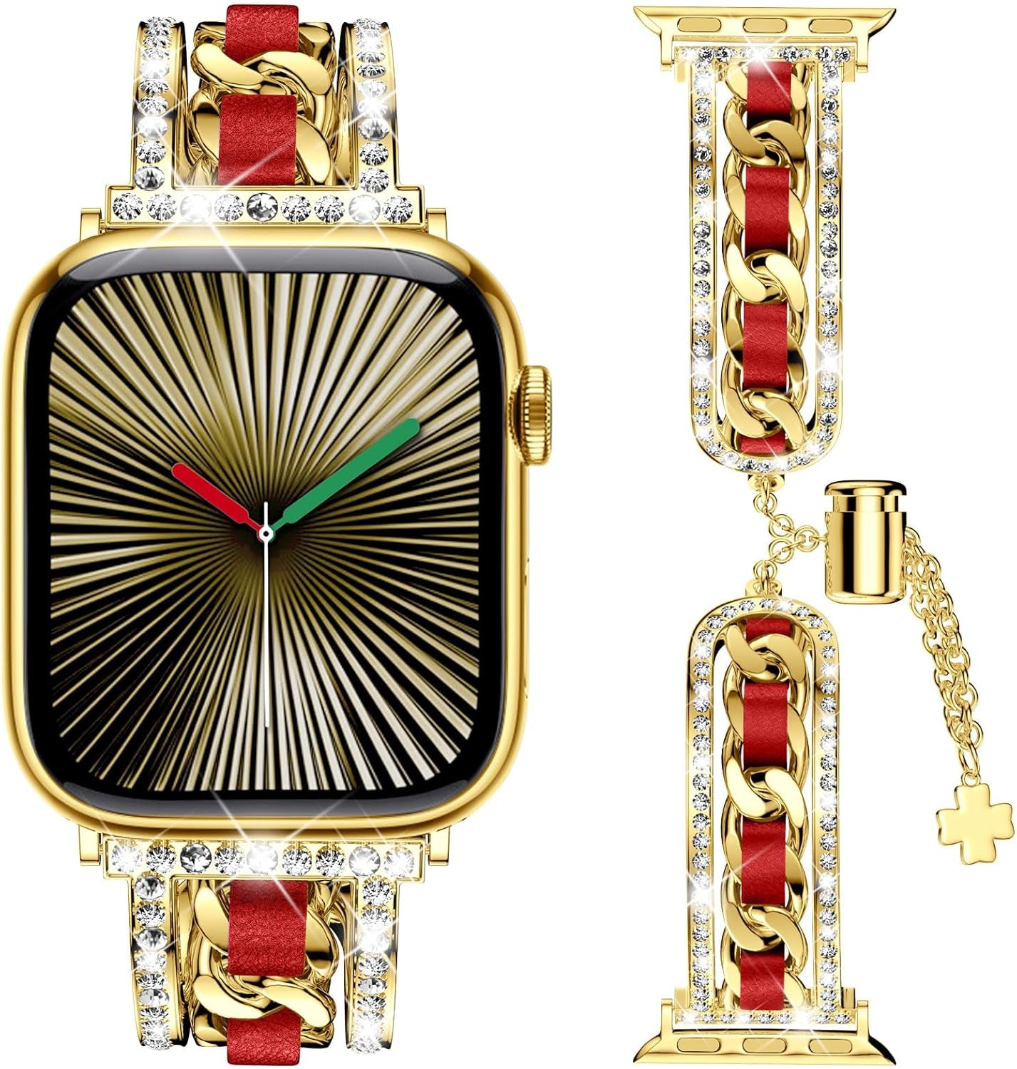 Stylish Compatible with Women Apple Watch Bands 41Mm 40Mm 38Mm 42Mm, Bling Pendants Charms Bracelet for Iwatch Series 10 9 8 7 6 5 4 3 2 1 SE Ultra