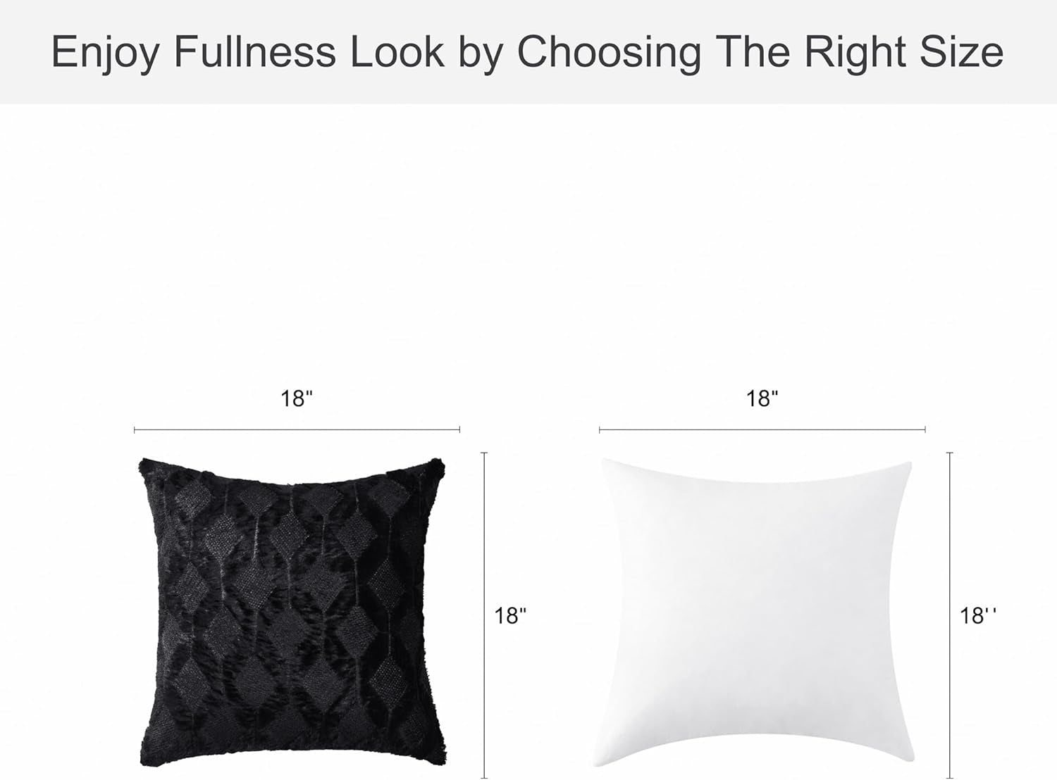 Pack of 2 Faux Wool Throw Pillow Covers 20X20 Inches Decorative Farmhouse Velvet Couch Pillow Case Soft Plush Square Boho Cushion Pillowcase, Black