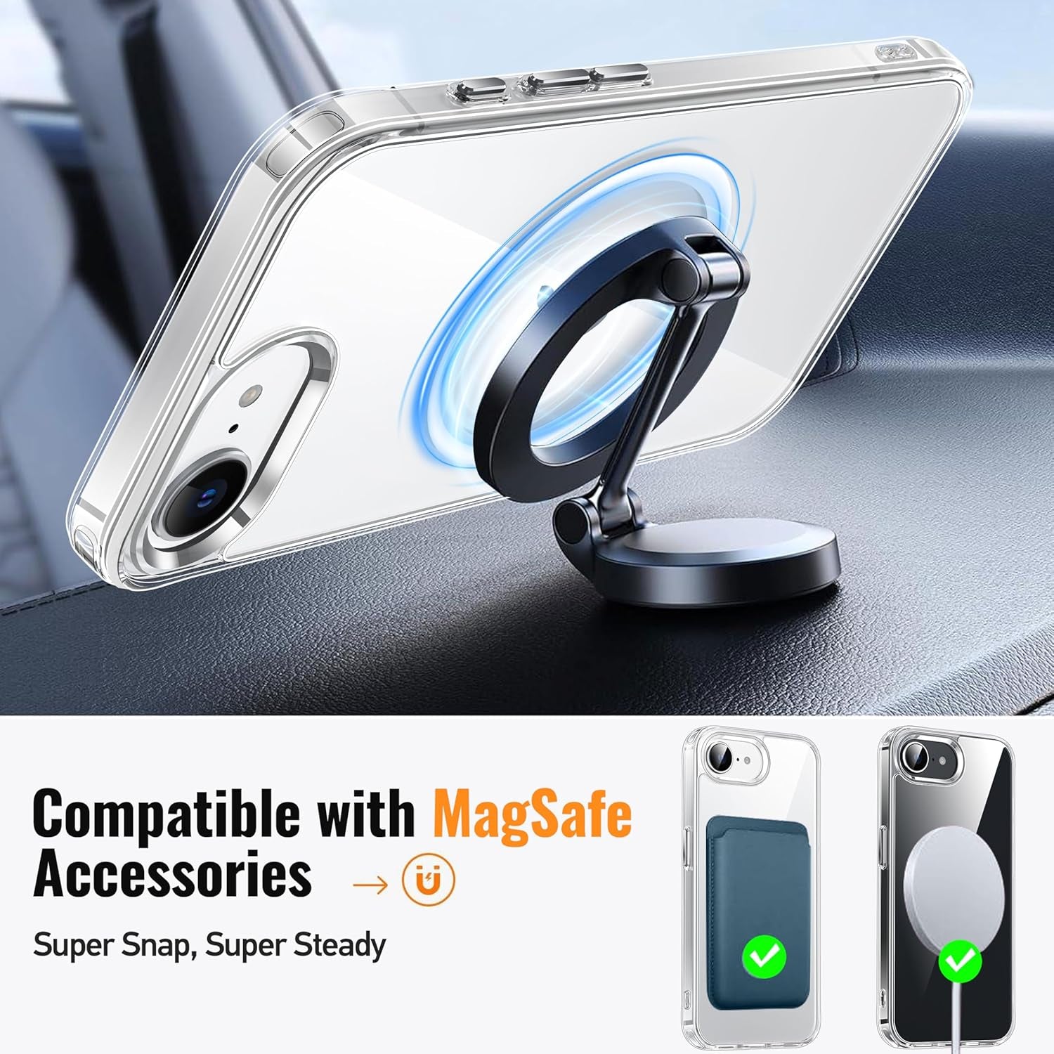 Magnetic for Iphone 16E Case 2025 [Anti-Yellowing] [12FT Military Drop Protection] [Fit for Magnetic Accessories] Sleek Anti-Scratch Case for Iphone 16E, 6.1-Inch, Clear