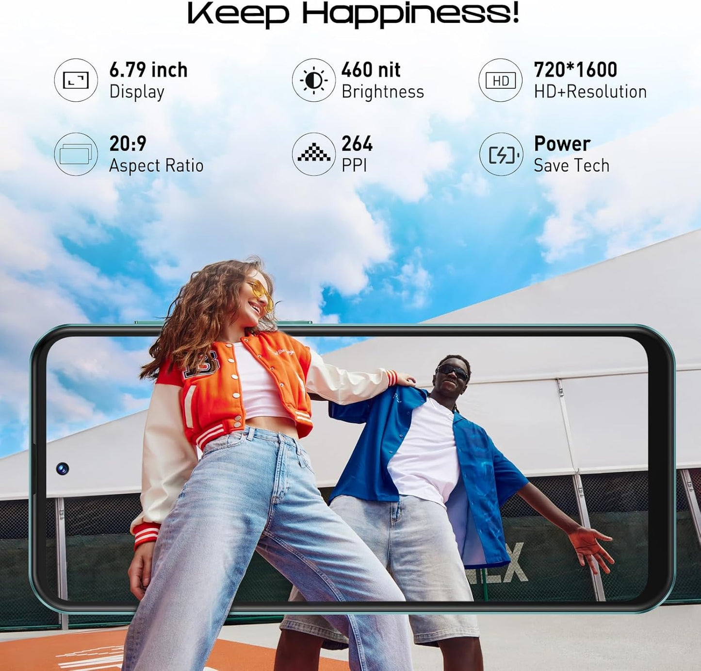 Unlock Phone Mate 60,6.79 Inch HD+ Screen Smartphone,4G Dual SIM Cheap Mobile Phones 4GB+ 128GB Expanded 512G 5280Mah 21MP Camera T-Mobile Android Phone with Finger&Face Unlock Tech Blue