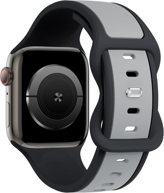 Two-Toned Dual Color Bands Compatible with Apple Watch 38Mm 40Mm 41Mm 42Mm 44Mm 45Mm 49Mm, Replacement Soft Silicone Sport Strap for Iwatch Series 9/8/7/6/5/4/3/2/1 Ultra/Ultra 2 SE Women Men