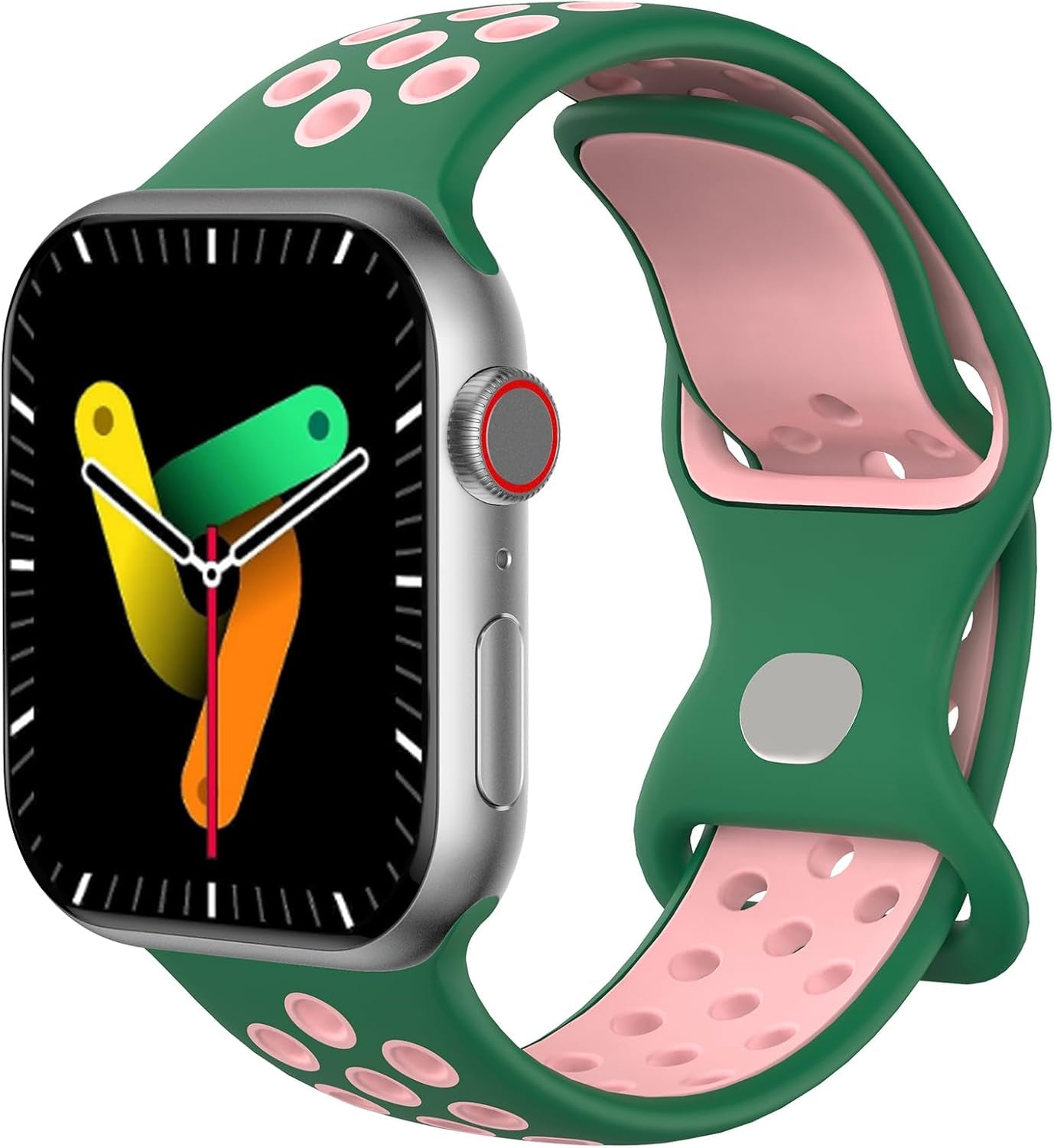 Sport Band Compatible with Apple Watch Bands 38Mm 40Mm 41Mm,42Mm 44Mm 45Mm 49Mm,Soft Silicone Sport Breathable Wristband for Iwatch Series Ultra 8 7 6 5 4 3 2 1 SE Women Men
