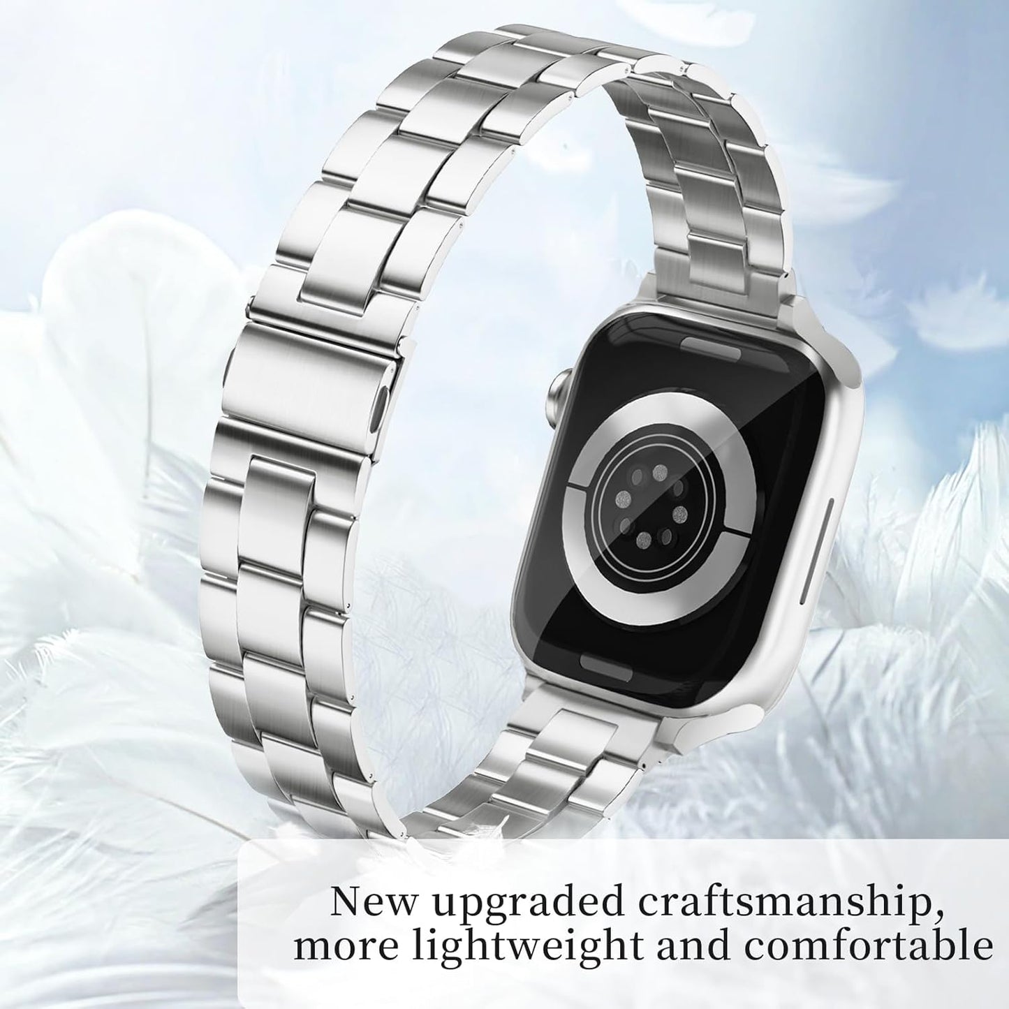 Thin Metal Bands Compatible with Apple Watch Band 38Mm 40Mm 41Mm 42Mm 44Mm 45Mm 46Mm 49Mm, Slim Stainless Steel Wristband Strap for Iwatch Ultra SE Series 10 9 8 7 6 5 4 3 2 1-Silver+Gold