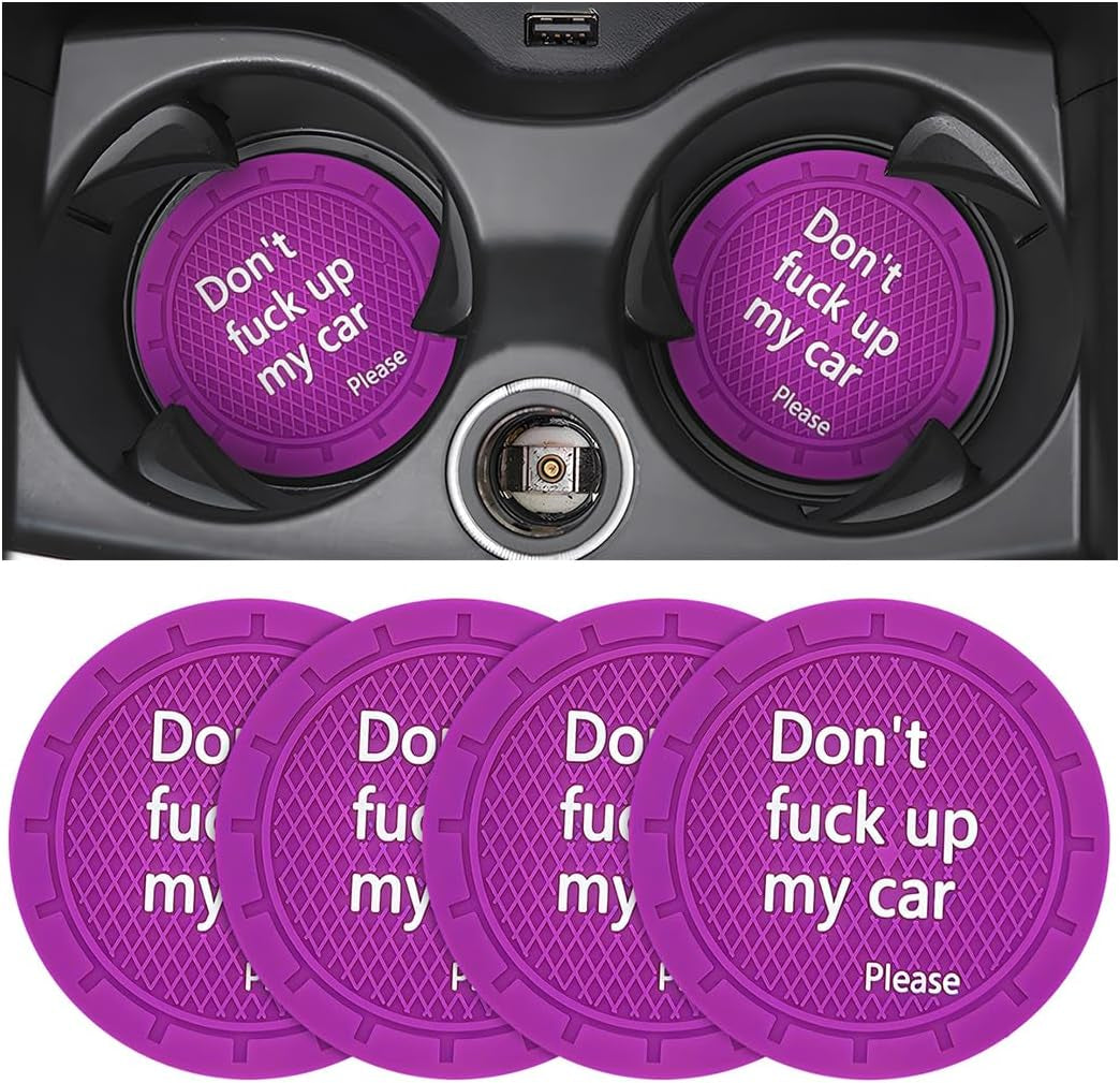 2 Pack Car Cup Holder Coasters, 2.75 Inch Non-Slip PVC Insert Cup Coaster, Anti-Scratch Auto Cup Mats for Women Men, Vehicle Interior Accessories Universal for Car, SUV, Truck (D Blue/2Pcs) TRUCK DRIVER
