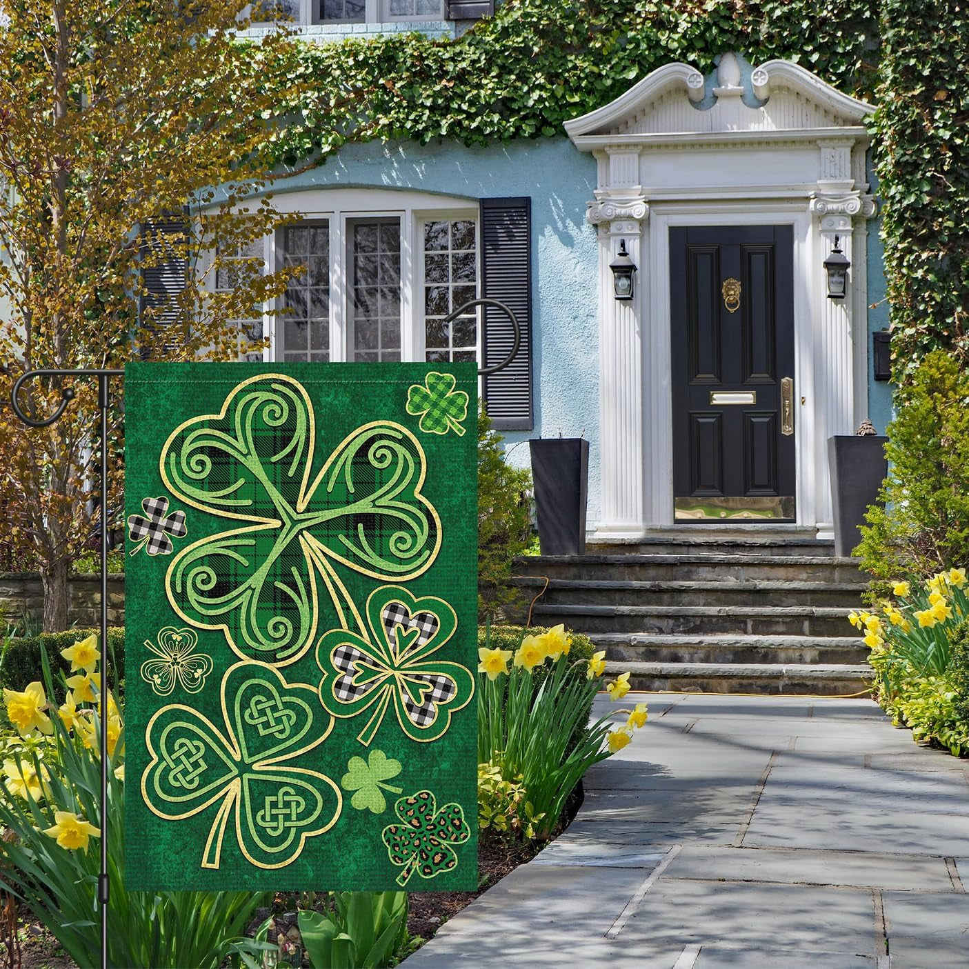 Welcome St. Patrick'S Day Garden Flag 12X18 Double Sided Vertical, Burlap Spring Small Lucky Shamrock Clover Yard Banner Sign Buffalo Plaid Home outside Outdoor Decor