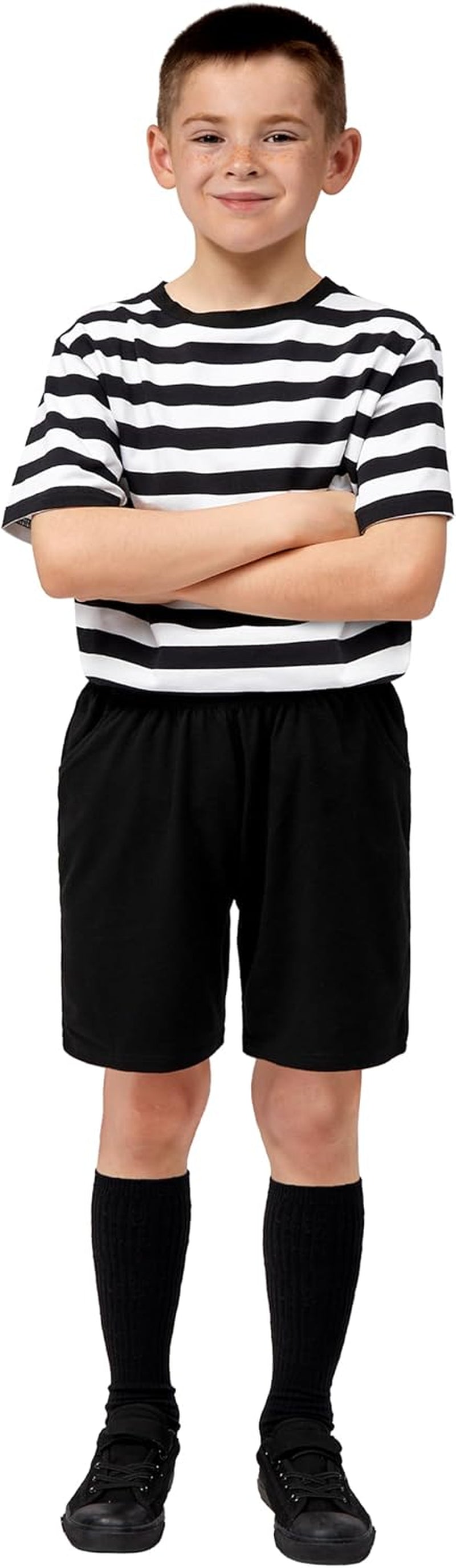 Halloween Kids Costume for Boys, Black and White Striped Shirt for Halloween Costume Cosplay Parties