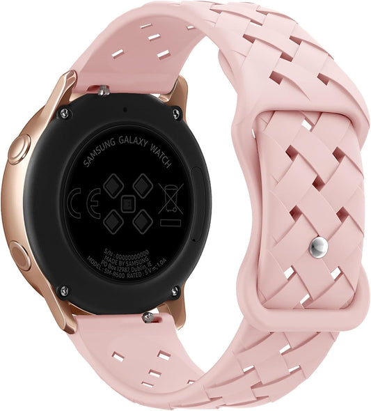 Braided Silicone Band Compatible with Samsung Galaxy Watch 6/5/4 Band 40Mm 44Mm, Galaxy Watch 5 Pro 45Mm,Galaxy Active 2,Galaxy Watch 3,20Mm Soft Silicone Sport Strap Breathable Wristbands for Women
