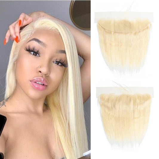 613 Frontal Blonde Frontal 13X4 Frontal Human Hair 16 Inch Straight Brazilian Virgin Human Hair Frontal 12A Transparent HD Lace Frontal Pre Plucked with Natural Hairline
