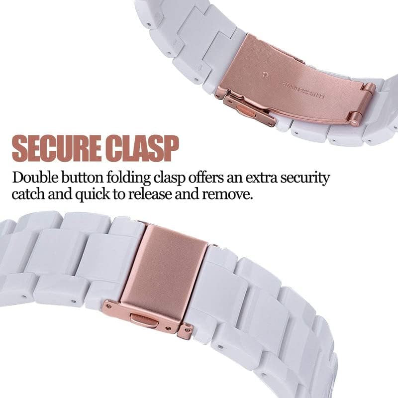 Resin Band Compatible with Apple Watch Bands Series 9/8/7 41Mm 40Mm 38Mm Iwatch 6/5/4/3/2/1/SE with Stainless Steel Buckle Replacement Iwatch Strap Women Men(White-Tone, 38Mm/40Mm/41Mm)