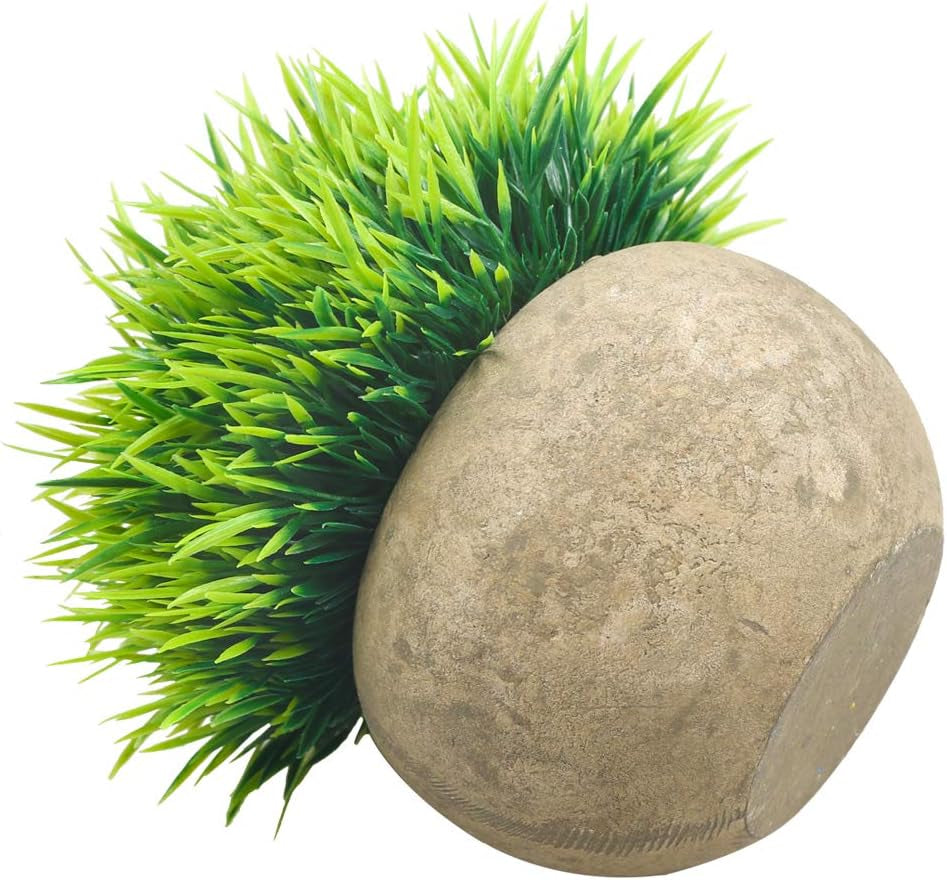 Mini Artificial Plants, Plastic Fake Green Grass Faux Greenery Topiary Shrubs with Grey Pots for Bathroom Home Office Décor, House Decorations (1)