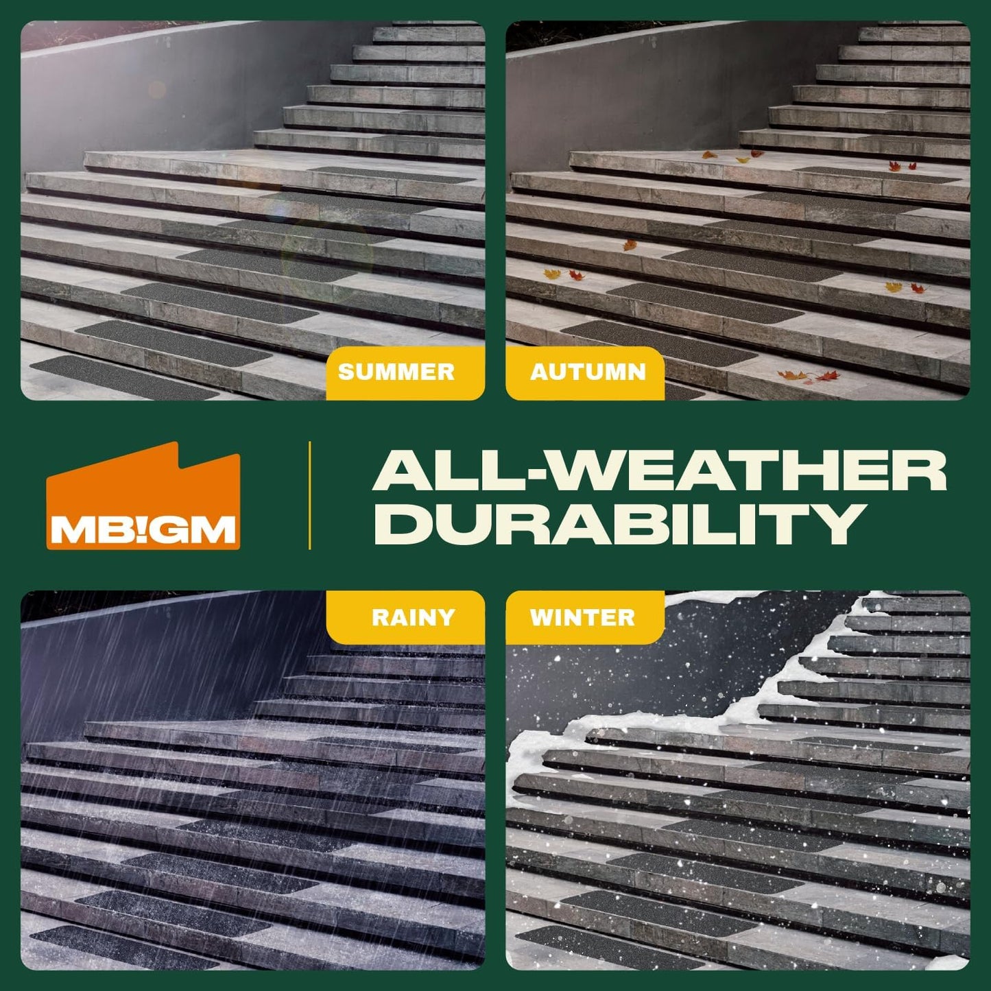 8-Pack 24" X 6" Pre-Cut Stair Treads 80 Grit Non-Slip Outdoor Tape Black Heavy Duty anti Slip Traction Adhesive Strips for Staircase Deck - Non Slip Outdoor Stair Treads anti Slip Stair Strips