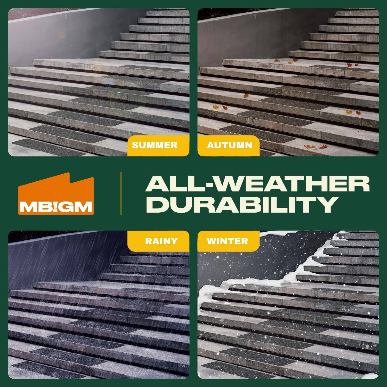 8-Pack 24" X 6" Pre-Cut Stair Treads 80 Grit Non-Slip Outdoor Tape Black Heavy Duty anti Slip Traction Adhesive Strips for Staircase Deck - Non Slip Outdoor Stair Treads anti Slip Stair Strips