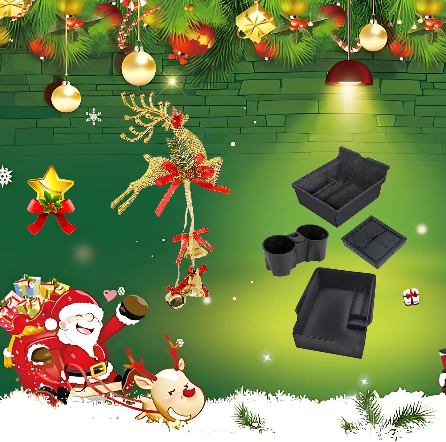 Center Console Organizer Tray Cup Holder Insert 4PCS for 2021 2022 2023 2024 Tesla Model Y and 2021-2023 Tesla Model 3 Interior Accessories Organizer Armrest Hidden Cubby Drawer Storage Box