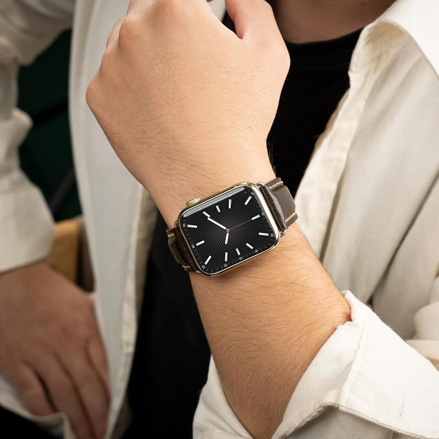 Vintage Leather Watch Bands Compatible with Apple Watch Band 38Mm/40Mm/41Mm 42Mm/44Mm/45Mm, Top Grain Genuine Leather Replacement Watch Strap for Apple Watch Series SE 9 8 7 6 5 4 3 2 1 SE for Men Women
