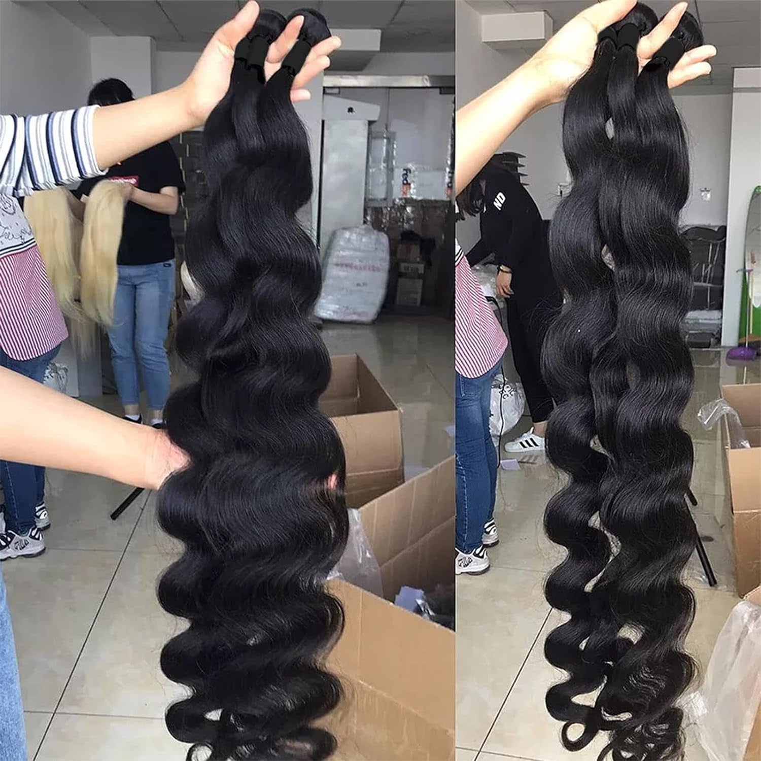 26 28 30 Inch Human Hair Bundles Body Wave 3 Bundles 100% Unprocessed Brazilian Hair Weave Bundles Body Wave Human Hair Bundles Natural Black Color 300G