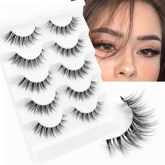 Lashes 5D Faux Mink Lashes 100% Handmade Luxurious Fake Eyelashes Lightweight Fluffy False Eyelashes 5 Pairs Pack (G2)