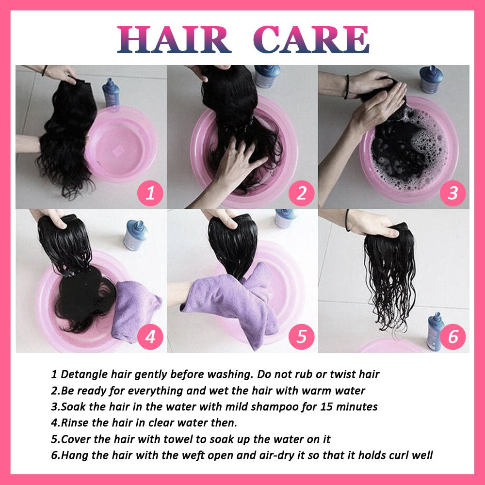 Hair Beauty Short Brazilian Virgin Hair Body Wave 6Pcs Bundles with Closure 8Inch Bob Weave Human Hair with Closure Short Hair Extensions Natural Black (8 Inch (Pack of 6), 1B)