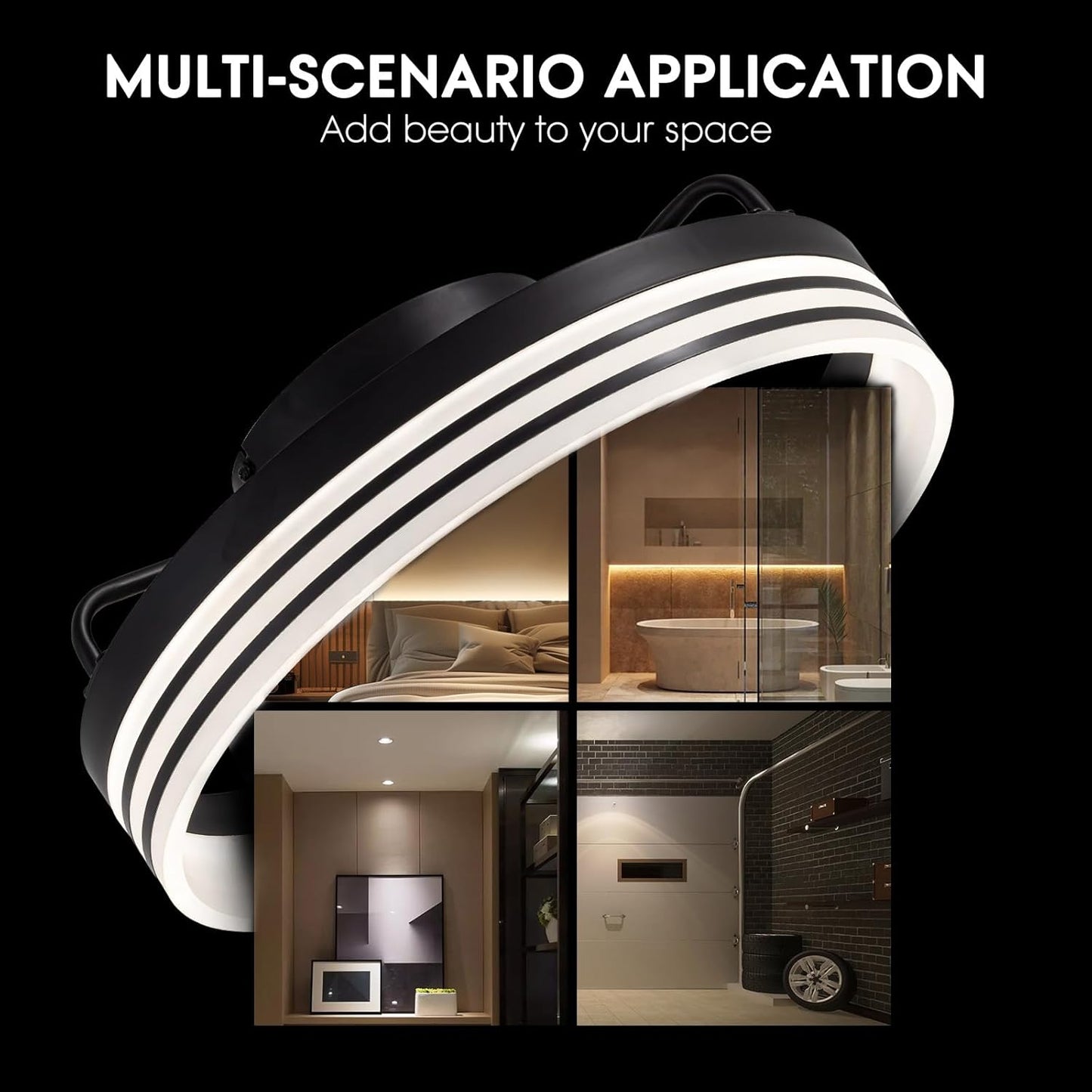 Ceiling Fans with Lights and Remote, Low Profile Ceiling Fan with Stepless Dimming Lighting, 6 Wind Speeds, 15.7 Inch Flush Mount Ceiling Fan for Bedroom