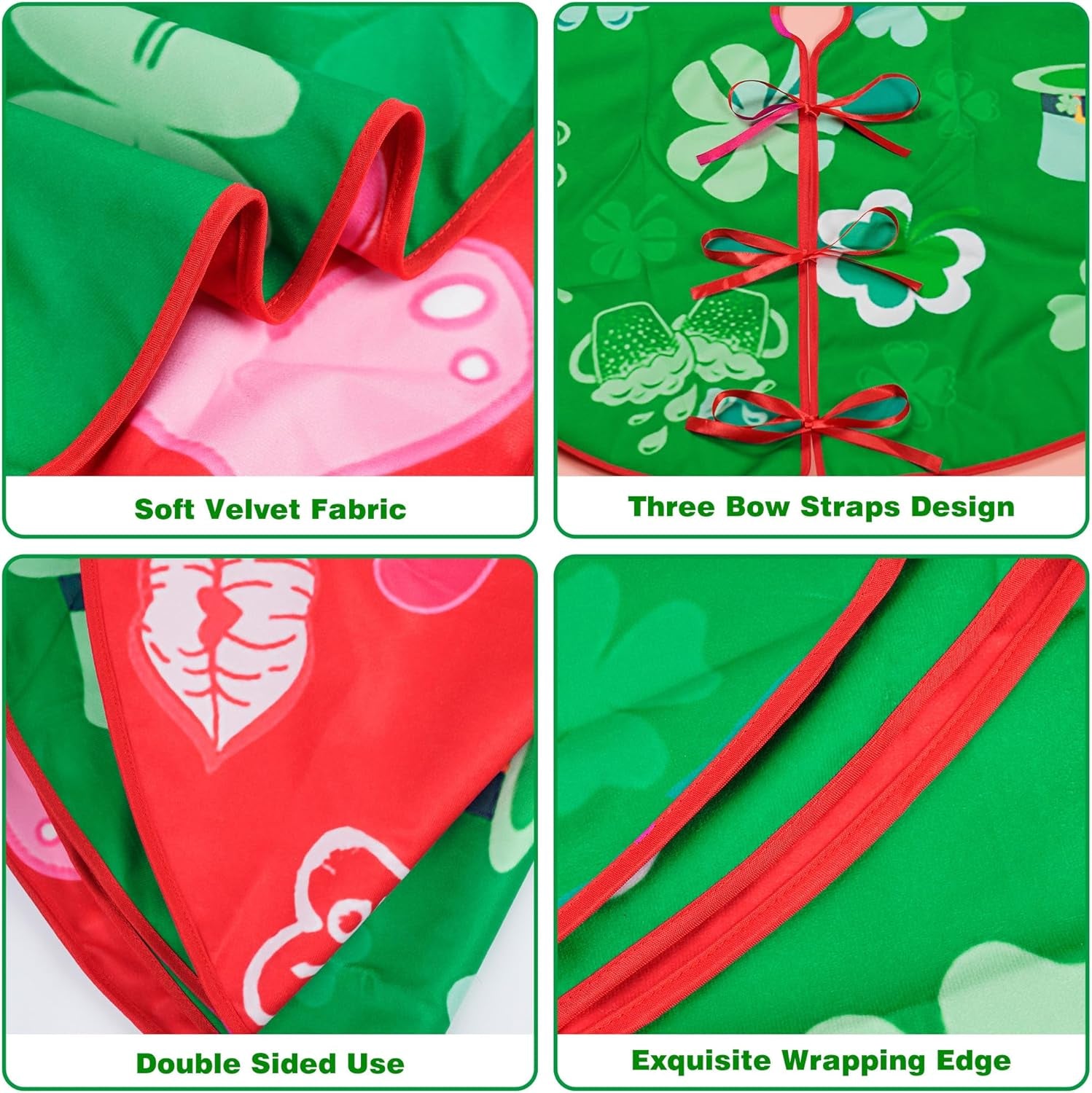 36 Inch Valentine'S Day Tree Skirt Love Heart Clover Double Sided Print Mat St. Patrick'S Day Tree Skirt Christmas Tree Skirt for Holiday Party Decoration