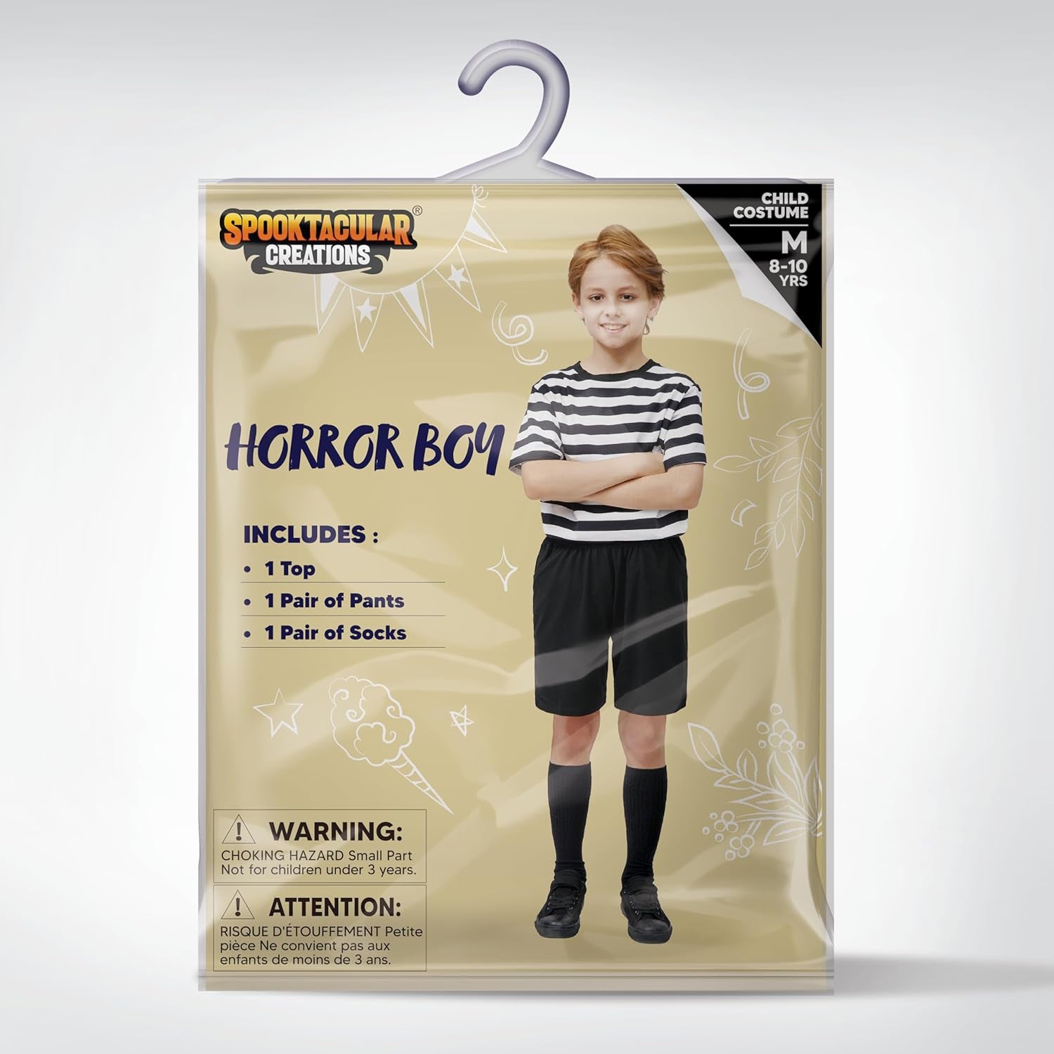 Halloween Kids Costume for Boys, Black and White Striped Shirt for Halloween Costume Cosplay Parties