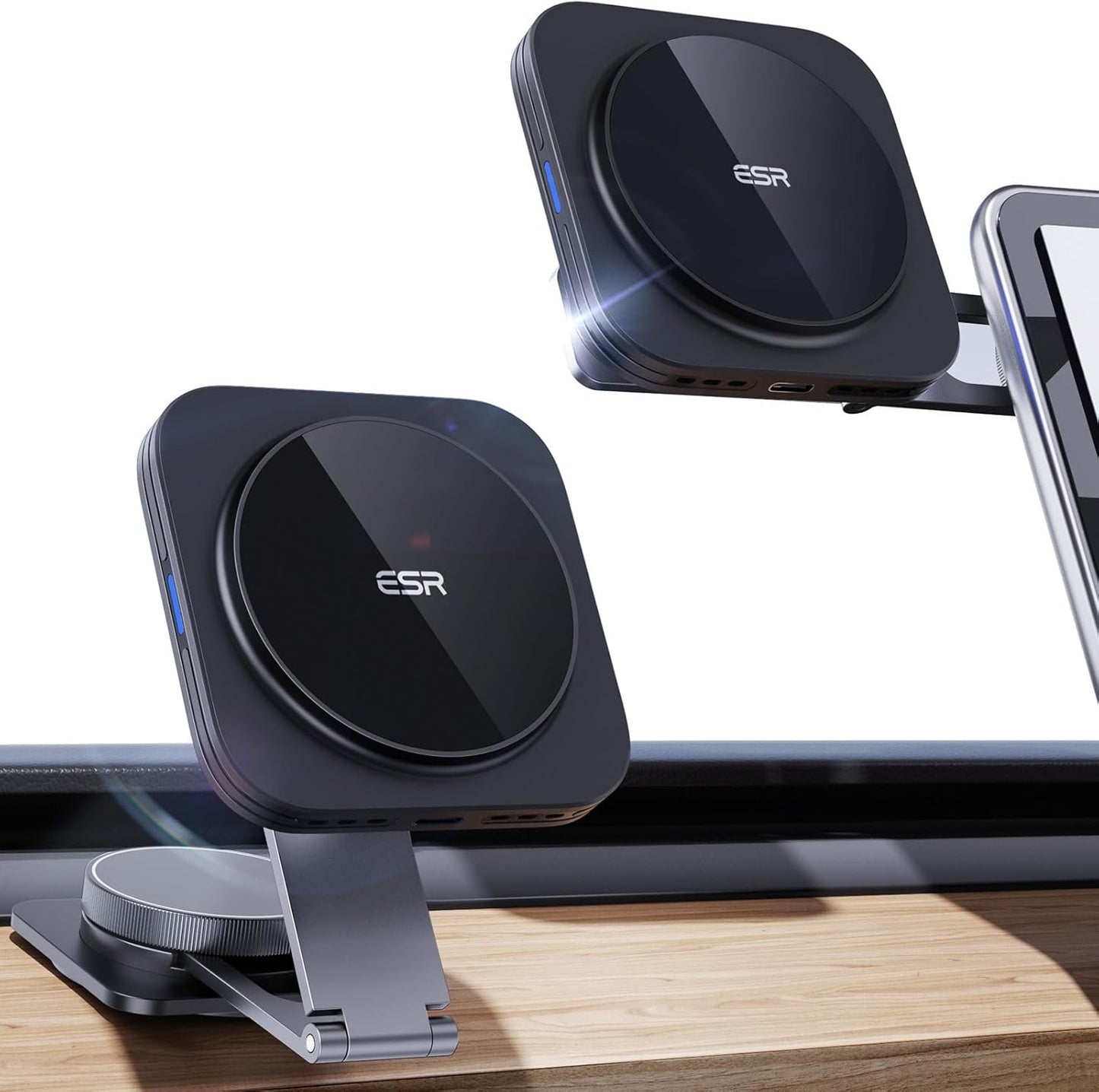 for Magsafe Car Mount Charger, Foldable Dashboard Magnetic Wireless Car Charger for Tesla, for Magsafe Car Charger, Tesla Touchscreen Car Phone Holder for Iphone 15/14/13/12, Strong Magnets, Black