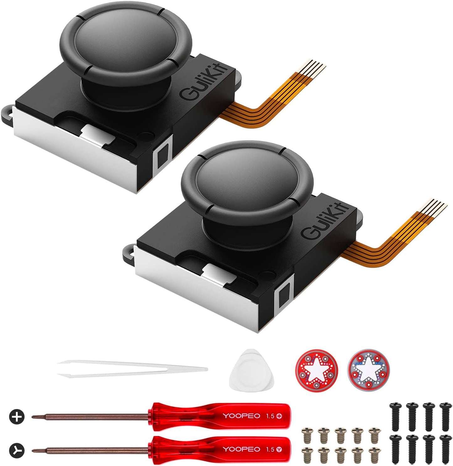 Gulikit Switch Joystick Replacement, No Drifting, Hall Effect Joystick for Switch Joycon, Switch OLED & Switch Lite, Include Repair Kit, Thumb Stick Cap (1 Pair)
