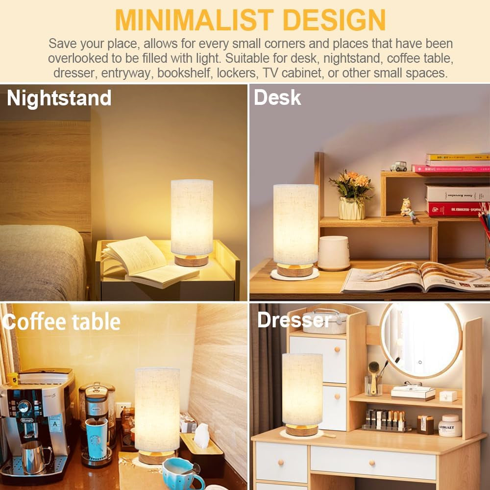 Table Lamp for Bedroom - Small beside Lamps for Night Stands Home Office - Minimalist Design Warm Light Mini Boho Lamp - Fits in Kids,Living,Nursey Room,College Dorm - Awesome Gift Choice