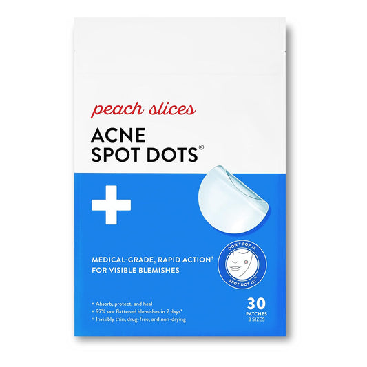 | Acne Spot Dots | Hydrocolloid Acne Patches | for Zits, Blemishes, & Breakouts | Vegan | Cruelty-Free | Pimple Patches | Facial Skin Care Products | 3 Sizes (7Mm, 10Mm, & 12Mm) | 30 Ct