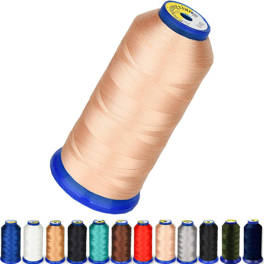 Heavy Duty Thread 1800 Yards Size T70#69 210D/3 All Purpose High Strength Polyester Sewing Thread for Weaves, Upholstery, Jeans and Weaving Hair, Drapery, Beading, Purses, Leather (Beige)