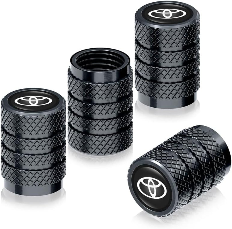 Metal Car Tire Air Caps Cover Car Tire Accessories for Toyota Corolla Avalon Camry Prius Allion RAV4 Highlander, 4Pcs Car Tire Valve Stem Caps,Anti-Corrosion Leak-Proof,Black
