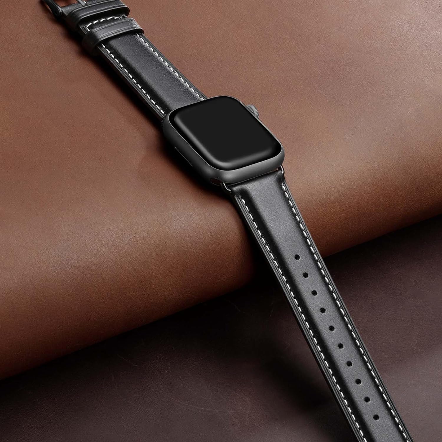 Leather Bands Compatible with Apple Watch Bands 49Mm 46Mm 45Mm 44Mm 42Mm 40Mm for Men Women, Vintage Genuine Leather Wristband Replacement Bands for Iwatch Series 10 9 8 7 6 5 4 3 2 1 SE Ultra2