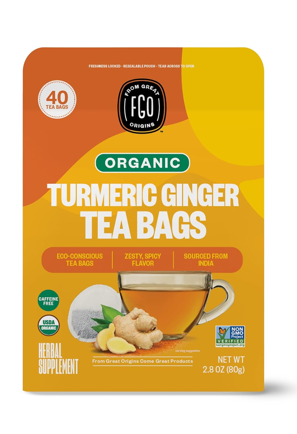 Organic Tulsi Holy Basil Tea, 100 Count, Eco-Conscious Herbal Tea Bags, Resealable Bag, Caffeine Free, Packaging May Vary (Pack of 1) TLBH