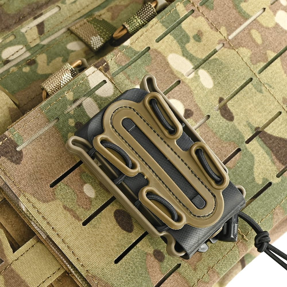Pistol Mag Pouch 9Mm Softshell Magazine Holder Elastic Cord Retention Tactical Vest Mag Carrier Molle Clip Magazine Pouch