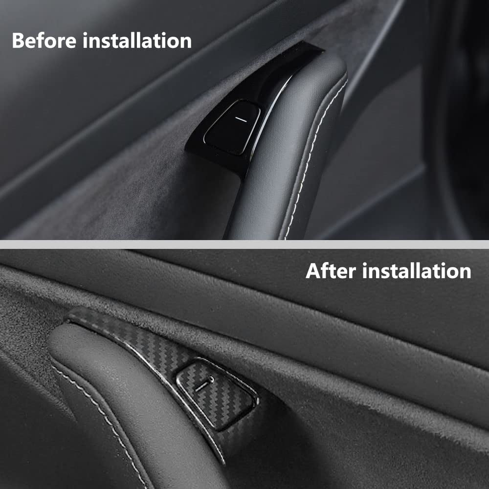 Carbon Fiber Interior Door Window Switch Panel Cover Trim Decoration Accessories for Tesla Model 3 2017-2023/Model Y 2020-2023