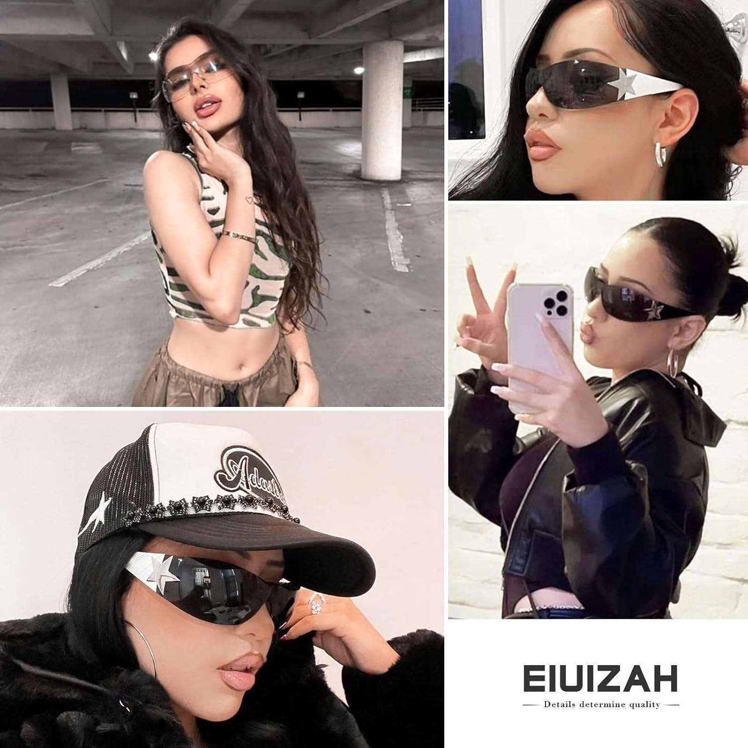 Y2K Sunglasses for Women Men Shield Wrap around Fashion Sunglasses Trendy Oversized Frameless Sun Glasses