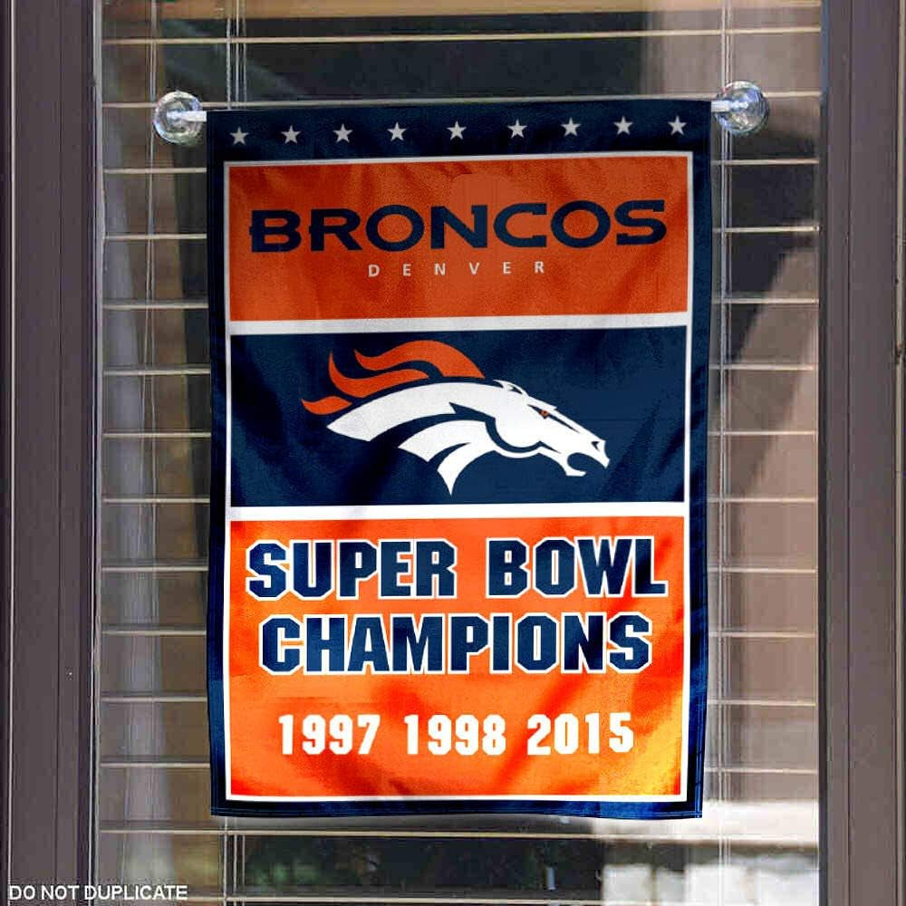 Denver Broncos 3 Time Super Bowl Champions Double Sided Garden Flag