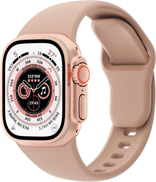 Sport Bands Compatible with Apple Watch 38Mm 40Mm 41Mm 42Mm 44Mm 45Mm 49Mm, Soft Silicone Replacement Waterproof Strap Wristband for Iwatch Series Ultra 9/8/7/6/5/4/3/2/1 SE Women Men