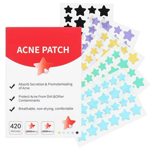 Pimple Patches for Face, Cute Star Zit Covers, Stars Hydrocolloid Acne Patch, for Sensitive Skin, with Tea Tree, Salicylic Acid & Cica Oil (10Mm&12Mm) 420 Count