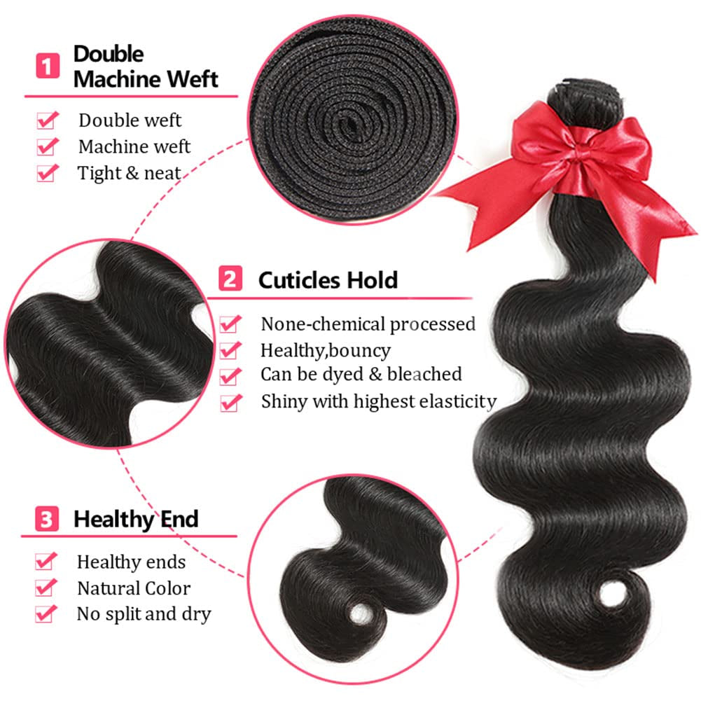 10A Brazilian Body Wave 1 Bundle 10 Inch Single Bundles Human Hair Body Wave One Bundle 100% Unprocessed Remy Virgin Human Hair Weave Bundles 1B Natural Black