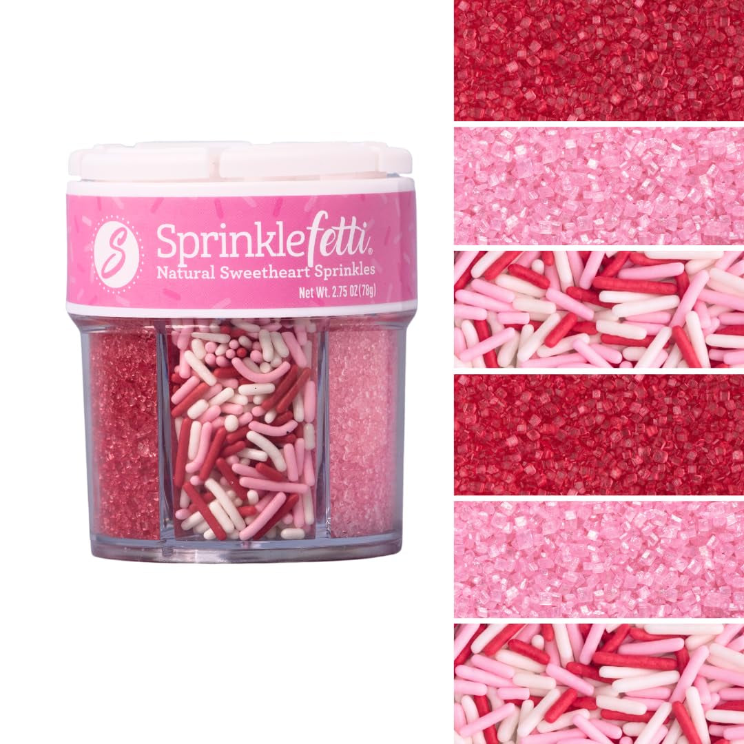Heart Sprinkles, Valentines Day, Edible Sprinkle Mix, Heart Shapes, Jimmies, Perfect for Cake Decorations, Baking, Ice Cream, Cookies, Cupcake Topper (Sweetheart)