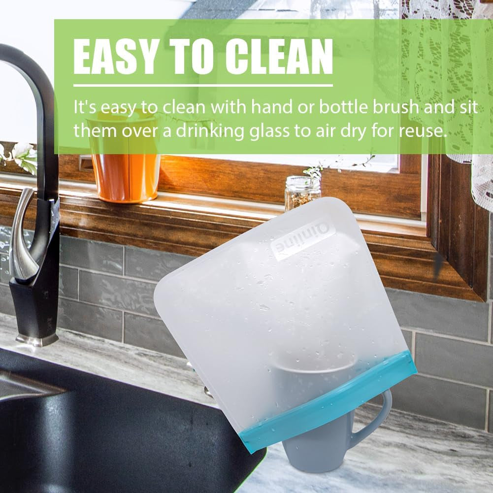 Reusable Food Storage Bags - 24 Pack Freezer Bags, BPA Free Reusable Bags Silicone, Extra Thick Leakproof Reusable Lunch Bag for Salad Fruit Marinate Meats - 8 Gallon 8 Sandwich 8 Snack Bags