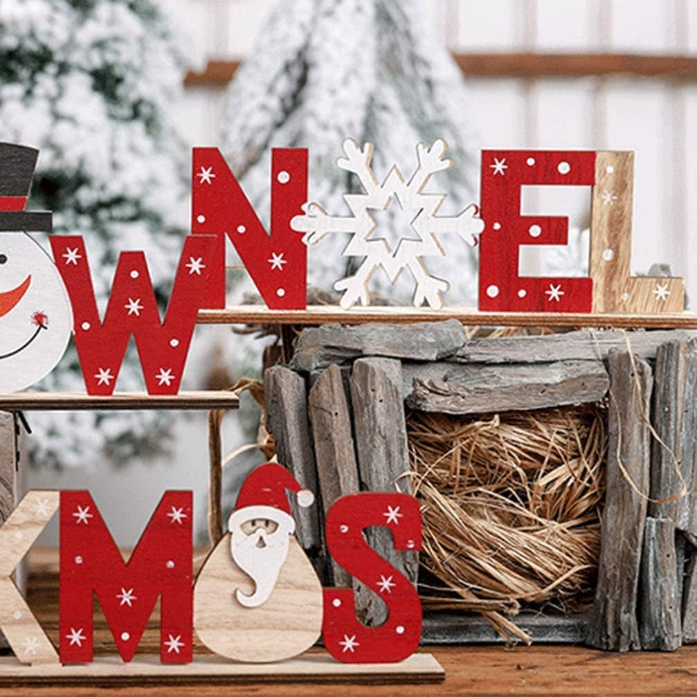 Christmas Decoration Noel Wood Sign Christmas Holiday Snowflake Wood Plaque Sign Decorative Table Top Sign Plaque Xmas Party Decoration, for Friends