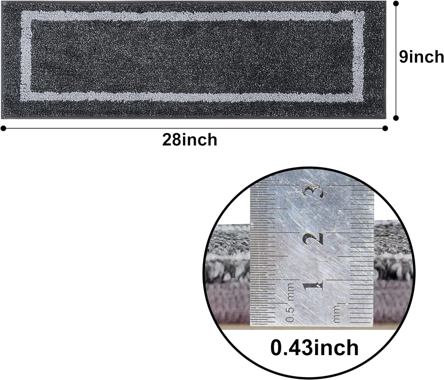 Soft Stair Treads Non-Slip Carpet Mat 28Inx9In Indoor Stair Runners for Wooden Steps,Stair Rugs for Kids and Dogs, 100% Polyester TPE Backing 10Pcs,Black,Square