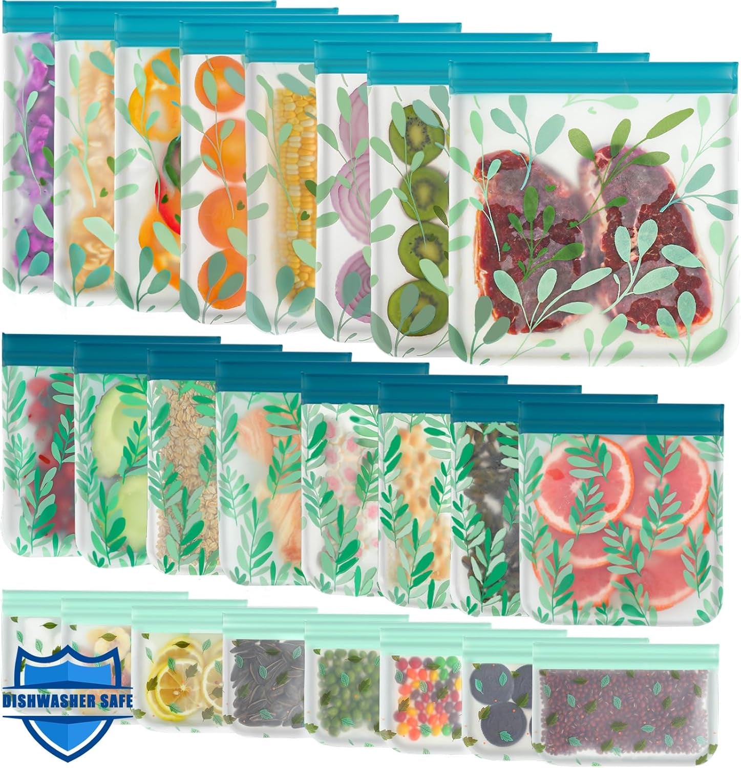 10 Pack Dishwasher Safe Reusable Bags Silicone, Leak Proof Reusable Freezer Bags for Food Storage Home Organization Traval & Make-Up BPA FREE for Food Storage Home BPA FREE for Salad Fruit