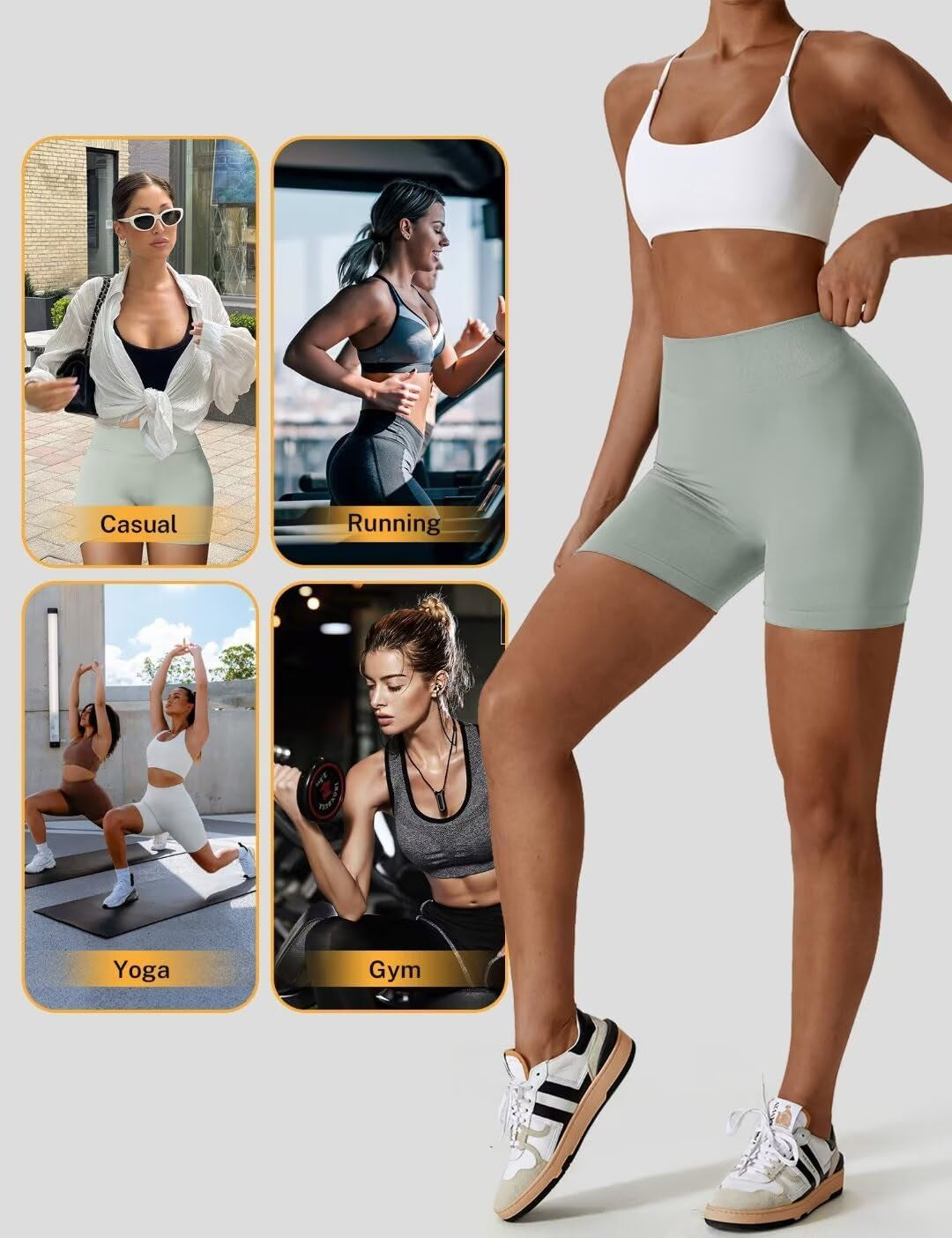 Gym Shorts Women Scrunch Butt Workout Shorts High Waisted Seamless V Back Yoga Biker Booty Running Athletic Shorts