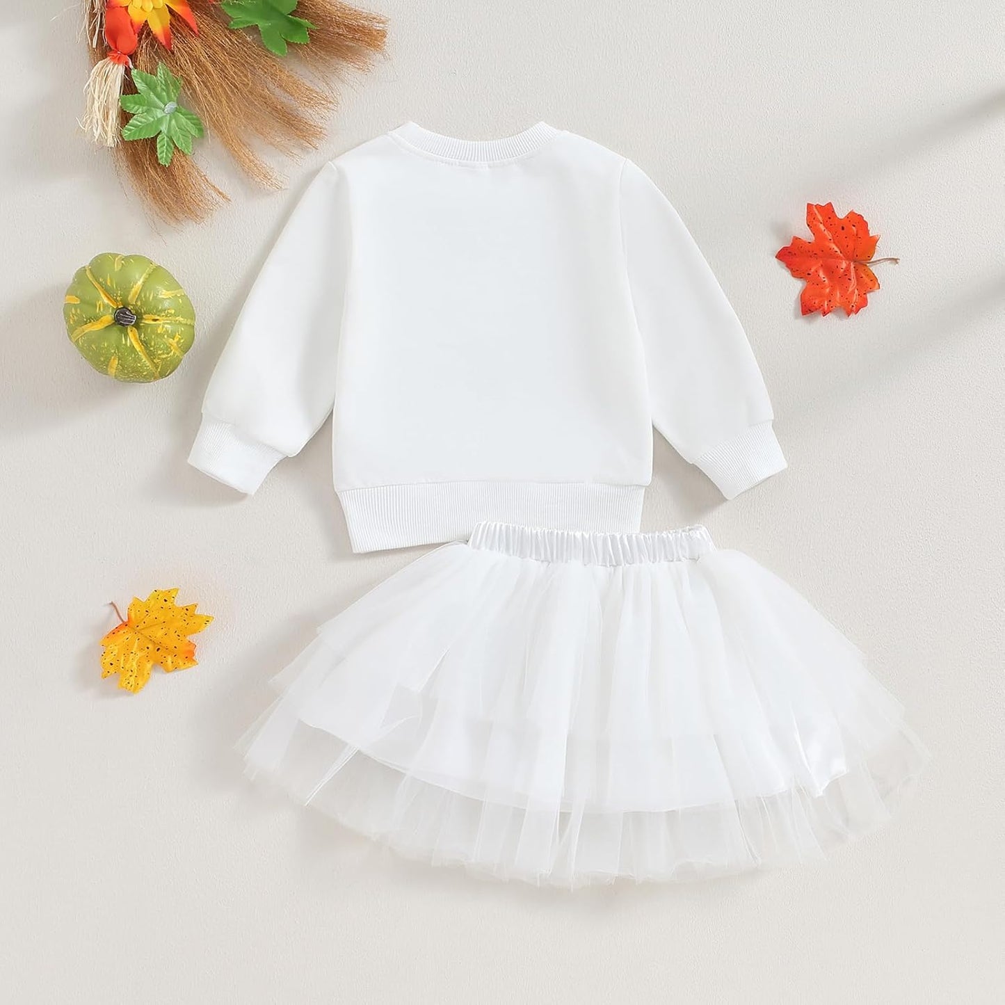 Baby Girl Halloween Costume Ghost Sweatshirt Ruffle Layered Tulle Tutu Dresses Skirt 2Pcs Toddler Kids Clothes