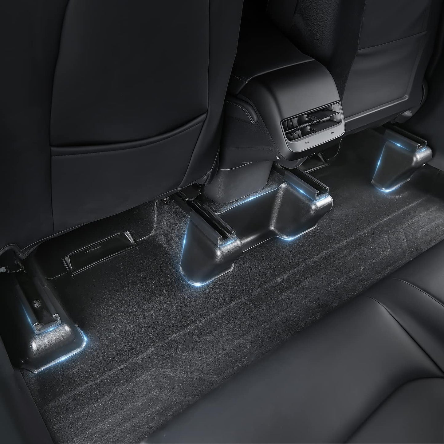 for Tesla Model Y Underseat Protector ABS 2Nd Row Kick Cover under Seat Slide Fleece Protector Accessories - Pack of 7